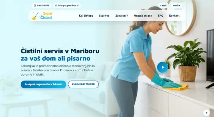 Posnetek spletne strani supercisto.si