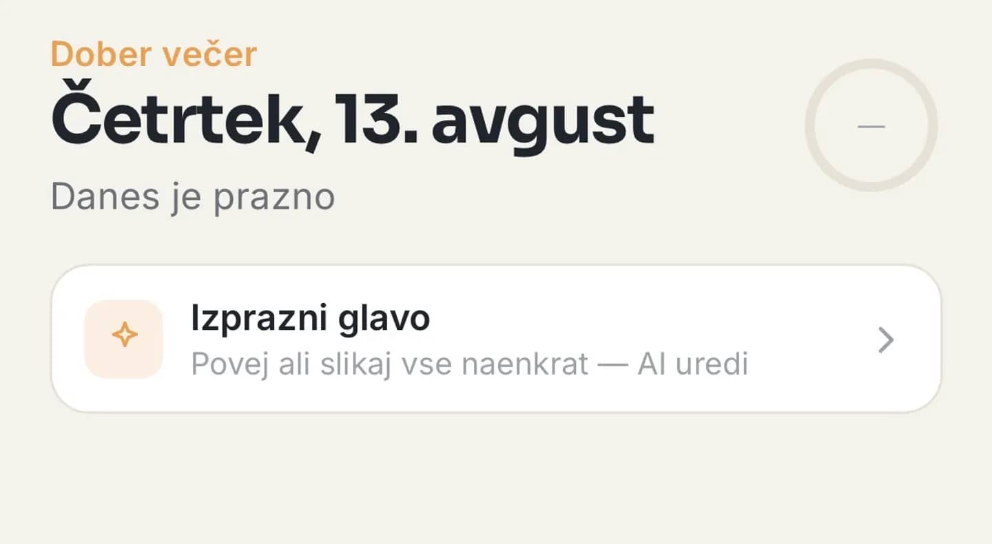 Zaslon izdelka Spomni