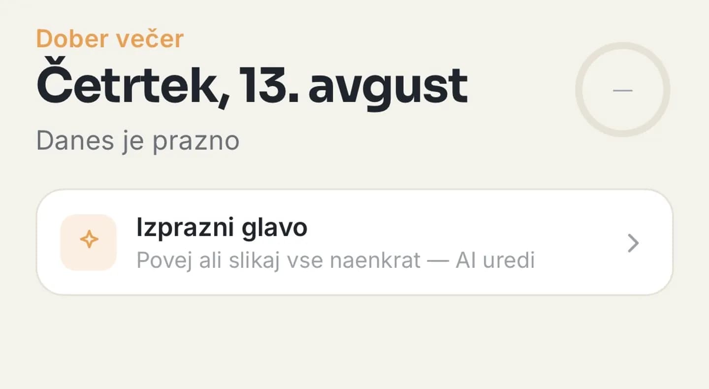 Zaslon izdelka Spomni